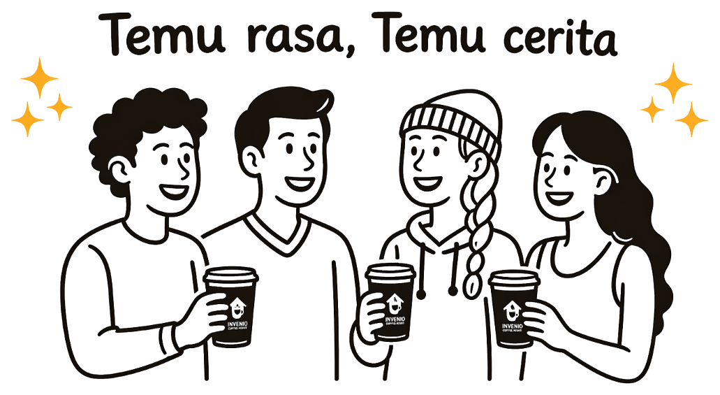 Ilustrasi teman menikmati kopi bersama